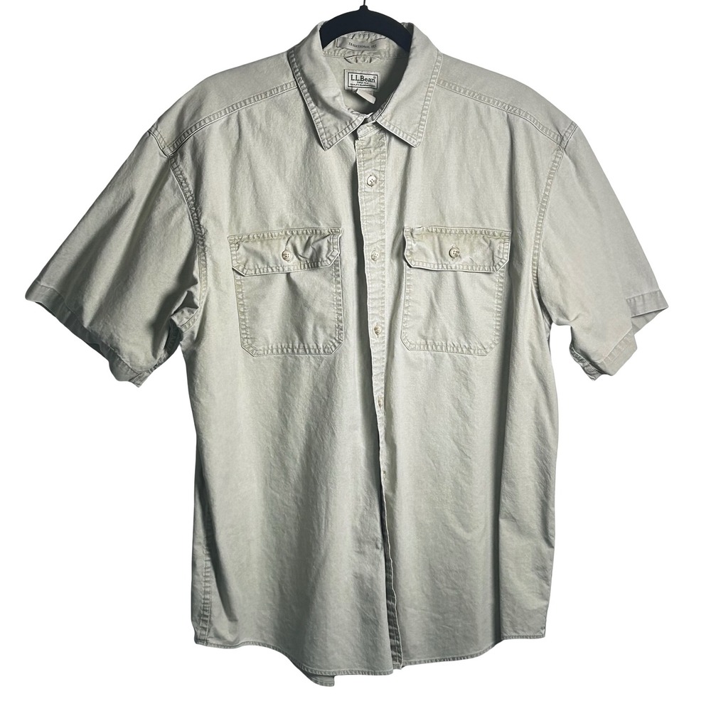 LL Bean Sunwashed Canvas Shirt Men's Size Large Outdoor Workwear Gorpcore Preppy